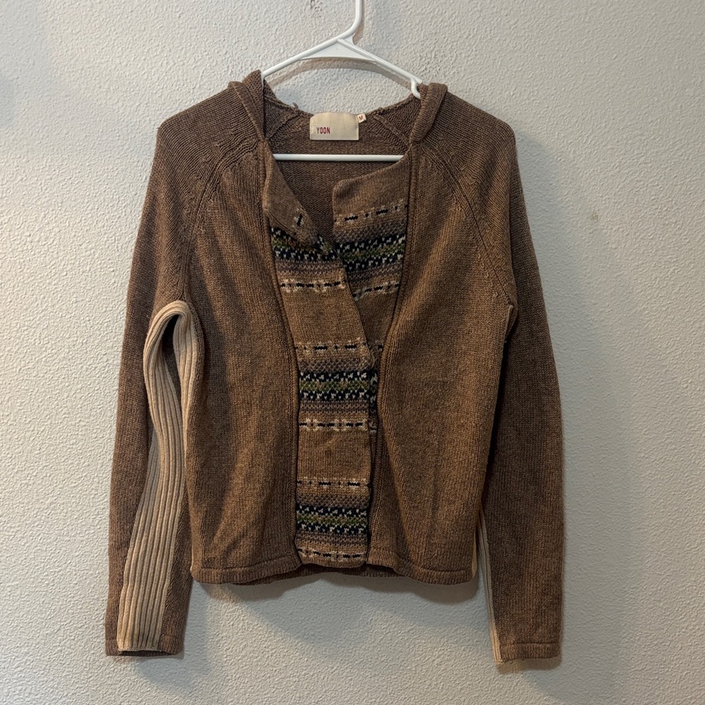 Yoon Brown and Beige Patterned Cardigan